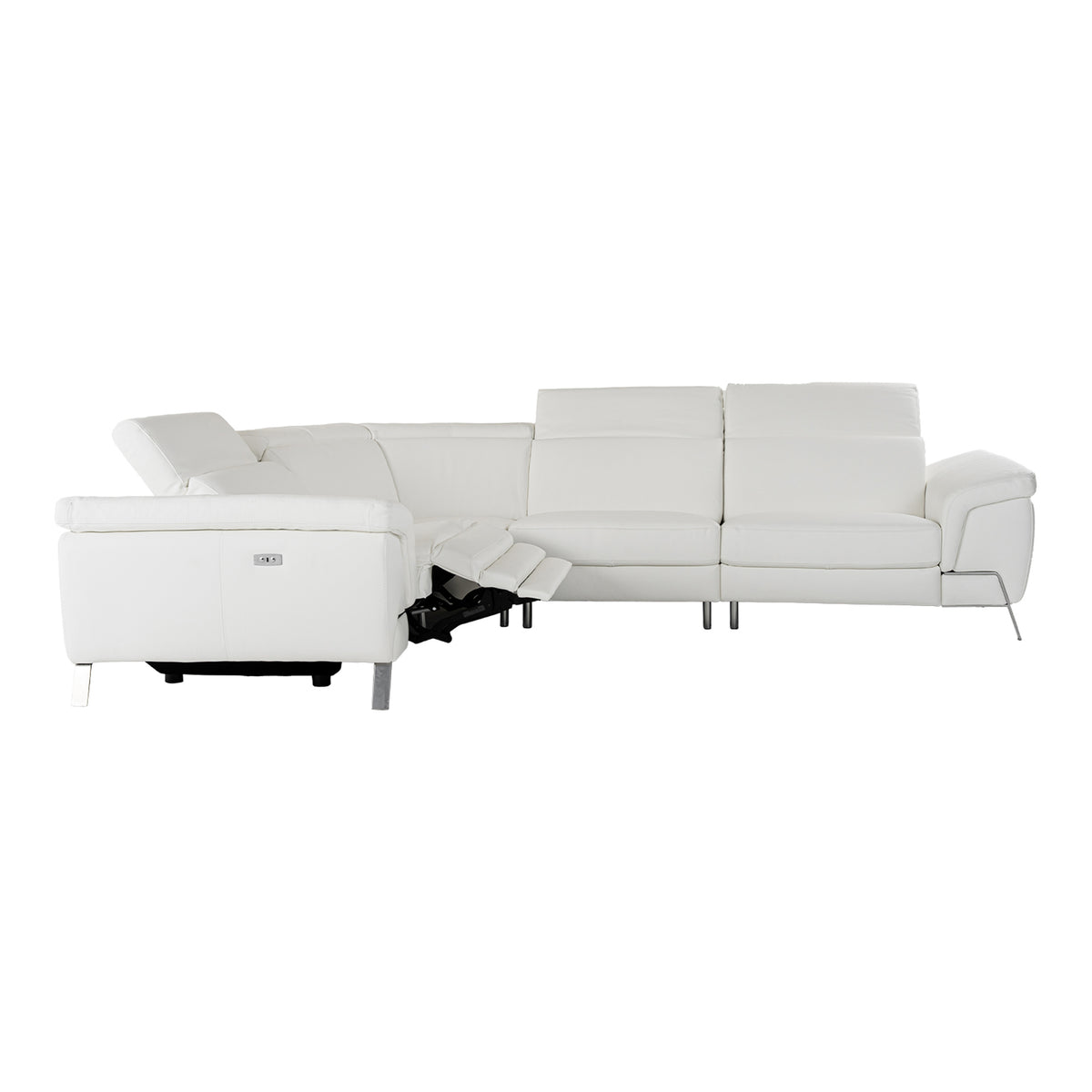 Mini Wonder Italian Modern White Leather Sectional Sofa with Recliners