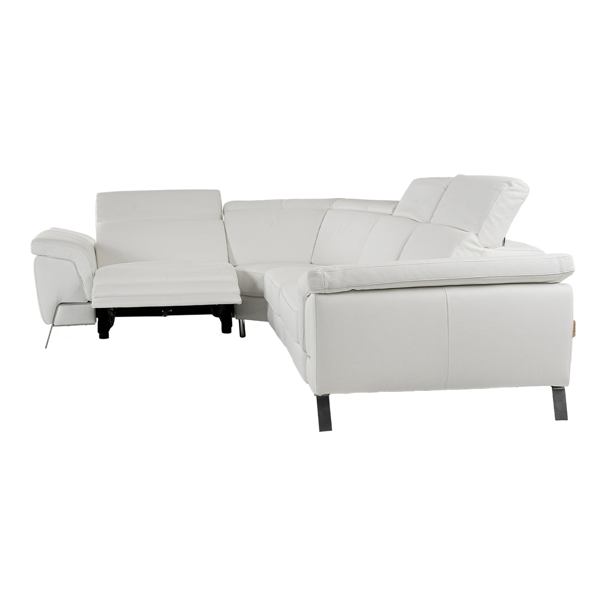 Mini Wonder Italian Modern White Leather Sectional Sofa with Recliners