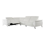 Mini Wonder Italian Modern White Leather Sectional Sofa with Recliners