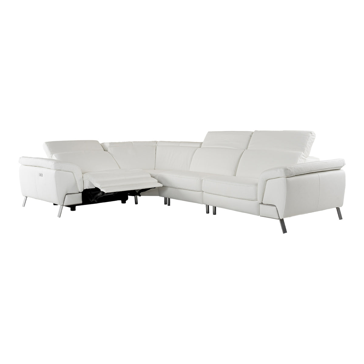 Mini Wonder Italian Modern White Leather Sectional Sofa with Recliners
