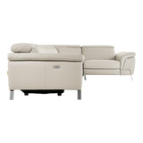 Mini Wonder Italian Modern Grey Leather Sectional Sofa with Left Facing Recliner