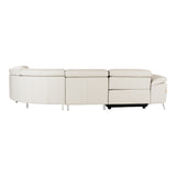 Mini Wonder Italian Modern Grey Leather Sectional Sofa with Left Facing Recliner