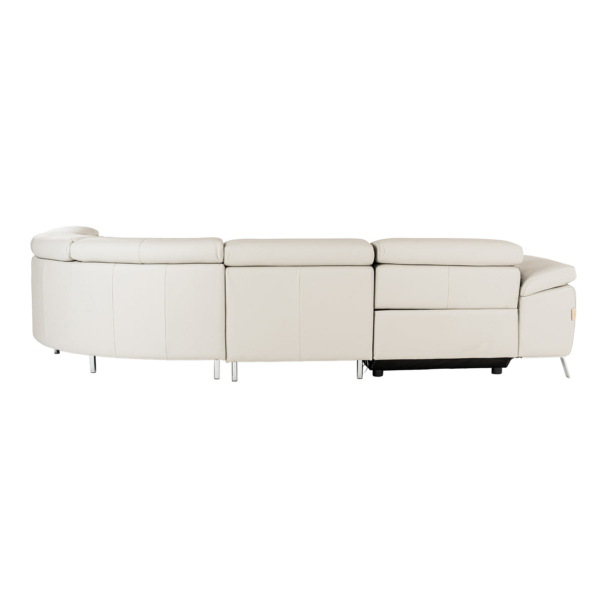 Mini Wonder Italian Modern Grey Leather Sectional Sofa with Left Facing Recliner