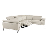 Mini Wonder Italian Modern Grey Leather Sectional Sofa with Left Facing Recliner
