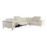 Mini Wonder Italian Modern Grey Leather Sectional Sofa with Left Facing Recliner