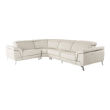 Mini Wonder Italian Modern Grey Leather Sectional Sofa with Right Facing Recliner