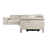 Mini Wonder Italian Modern Grey Leather Sectional Sofa with Right Facing Recliner