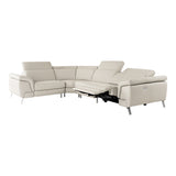 Mini Wonder Italian Modern Grey Leather Sectional Sofa with Right Facing Recliner