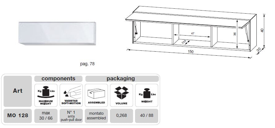MO-USA2 Modena Grey TV Entertainment System Made In Italy