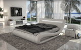 Queen Corsica Contemporary White Bed with Headboard Lights