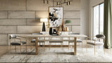 Angus Modern Cream Ash + Gold Dining Table