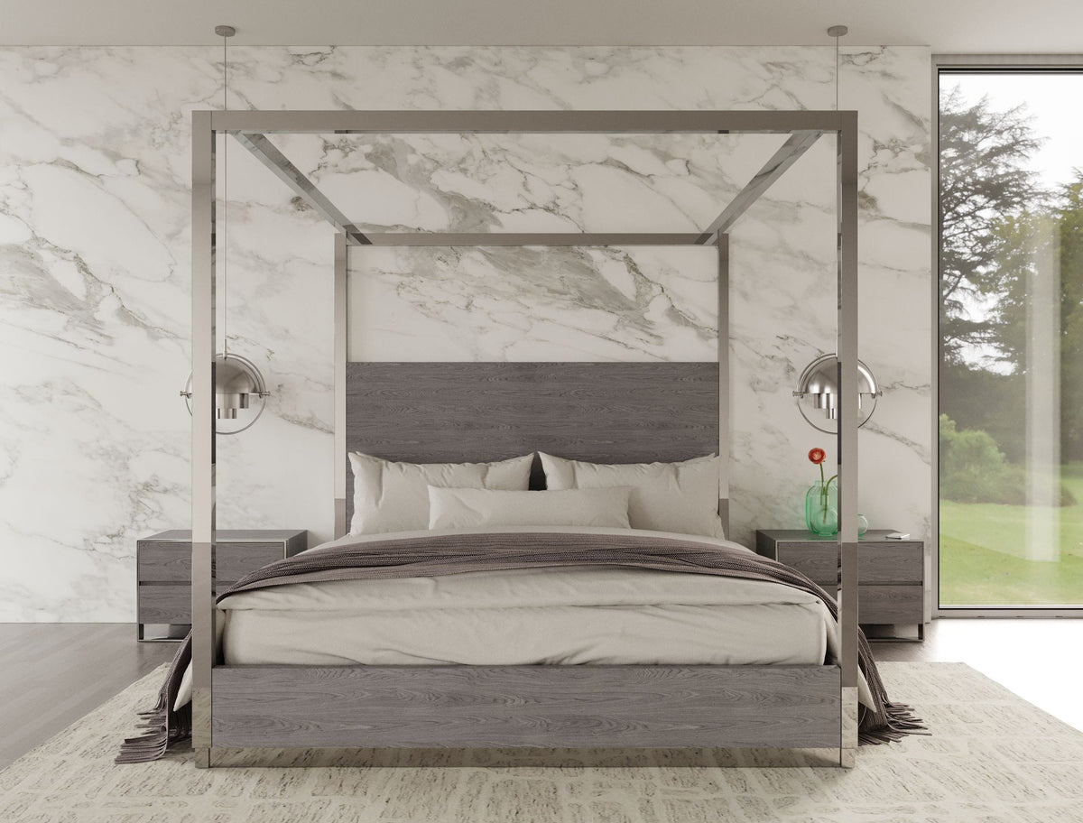 Arlene Modern Grey Elm & Stainless Steel Bedroom Set