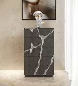 Aspen Modern Matte Brown Ash & Silver Chest