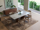 Cadence Modern Walnut & Marble Dining Table