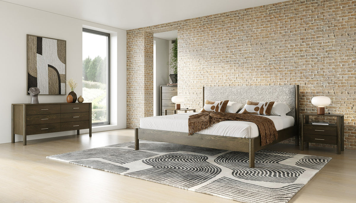 Carolina Modern Grey Fabric + Wenge Bed
