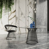 Chandler Modern Round Glass & Black Stainless Steel Dining Table
