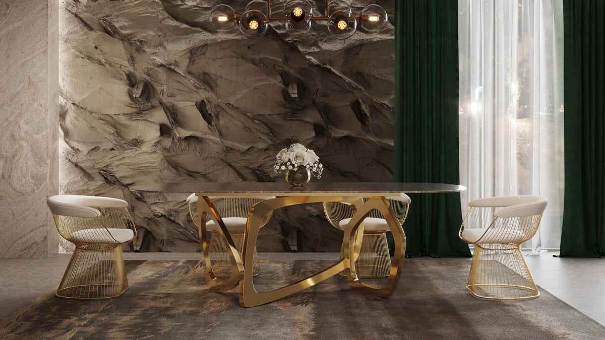 Colton Modern Brown & Gold Dining Table