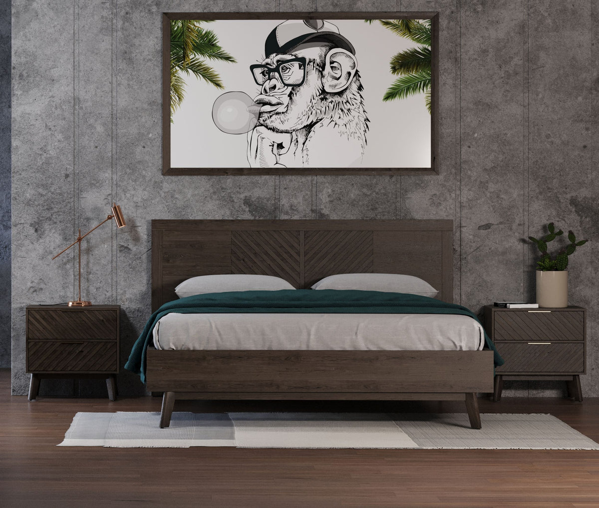 Daisy Mid-Century Dark Acacia Bed