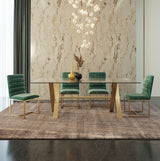 Dandy Modern Golden & Glass Dining Table