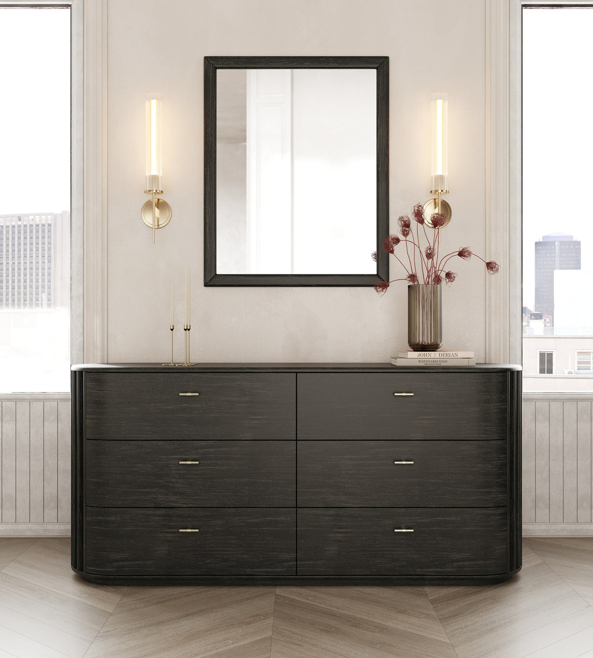Fields Modern Black Acacia Bedroom Set