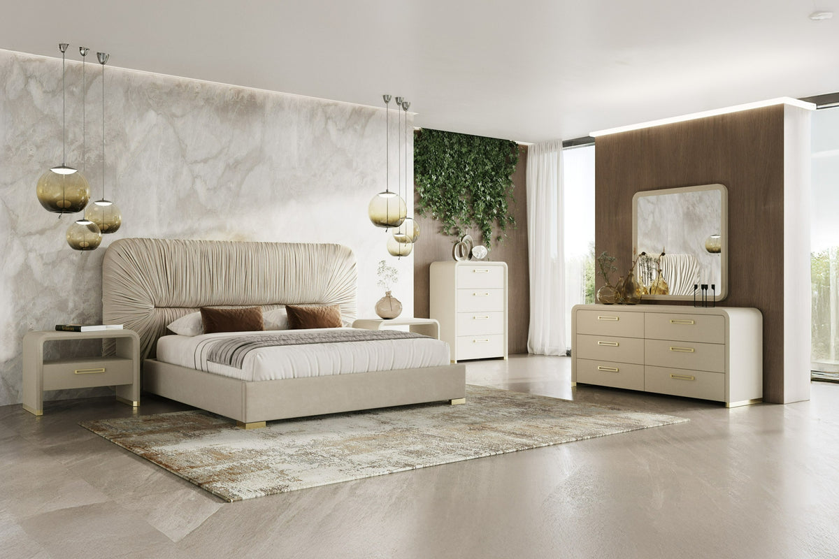 Florence Modern Beige Leatherette Mirror