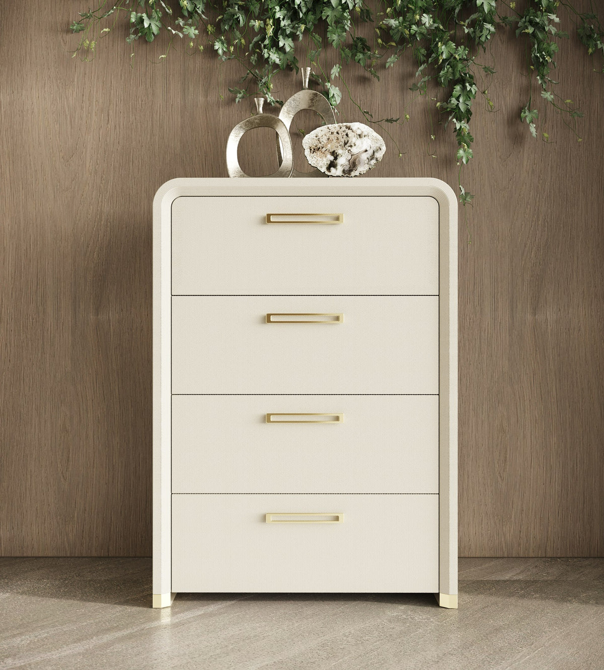 Florence Modern Beige Leatherette + Gold Chest