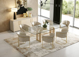 Florence Modern Glass + Natural Oak + Gold Dining Table