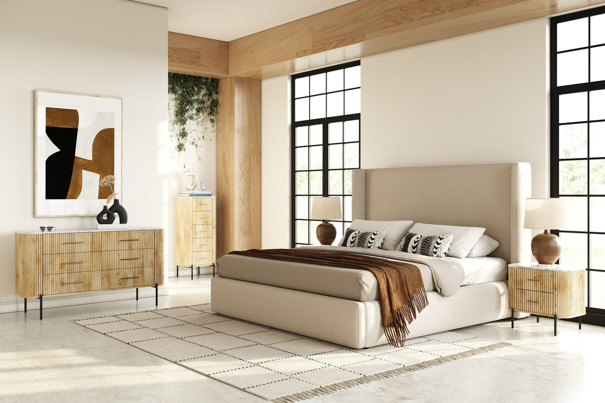 Byrne Modern Beige Fabric Bed