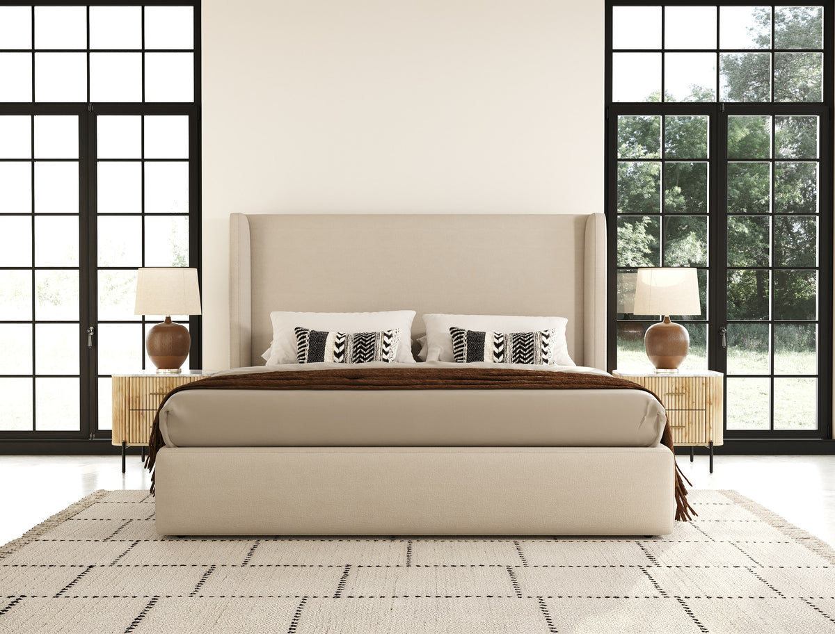 Byrne Modern Beige Fabric Bed