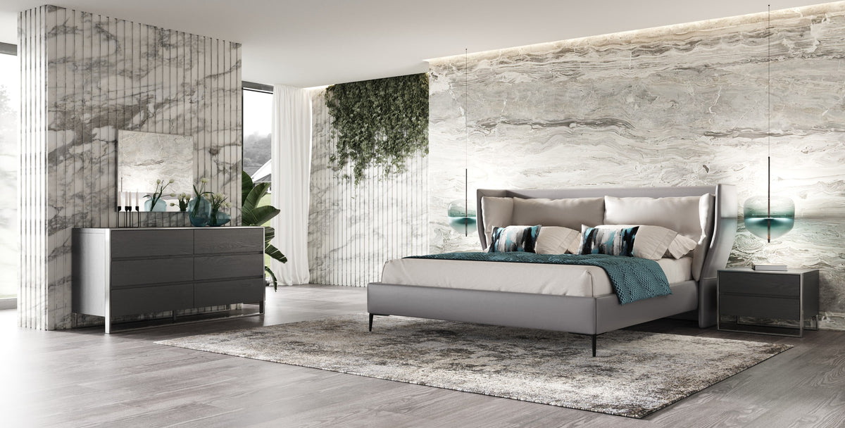 Eastern King Jolene Modern Grey Bedroom Set