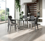 Keaton Square Modern Glass + Stainless Steel Dining Table