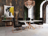 Legend Modern White Marble & Rosegold Dining Table