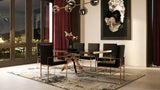 Legend Modern Black Glass & Rosegold Dining Table