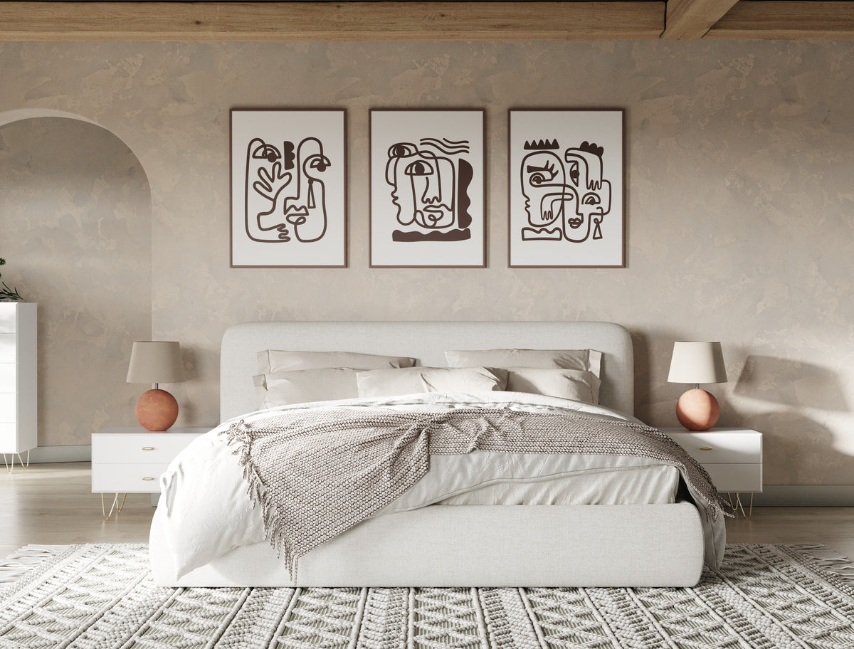 Liam Modern Ivory Fabric Upholstered Bed