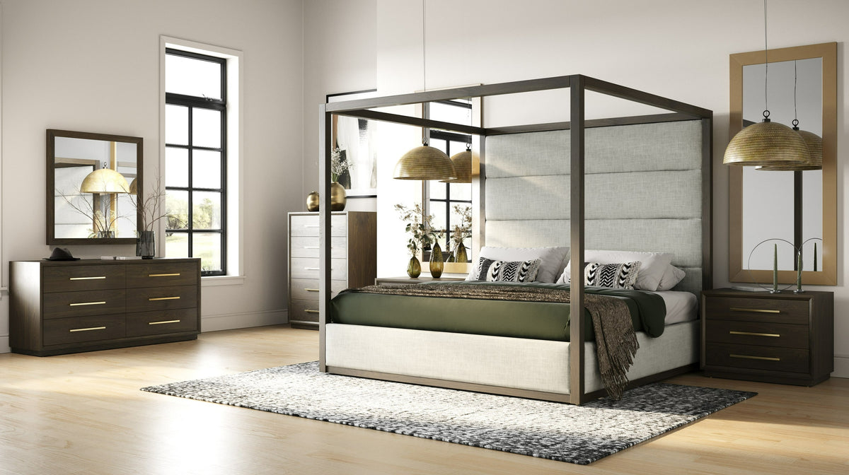 Manhattan Contemporary Brown Oak Mirror