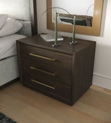 Manhattan Contemporary Canopy Brown Oak Bedroom Set