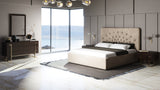 Moontide Glam Beige Velvet and Brushed Brass EK Bedroom Set