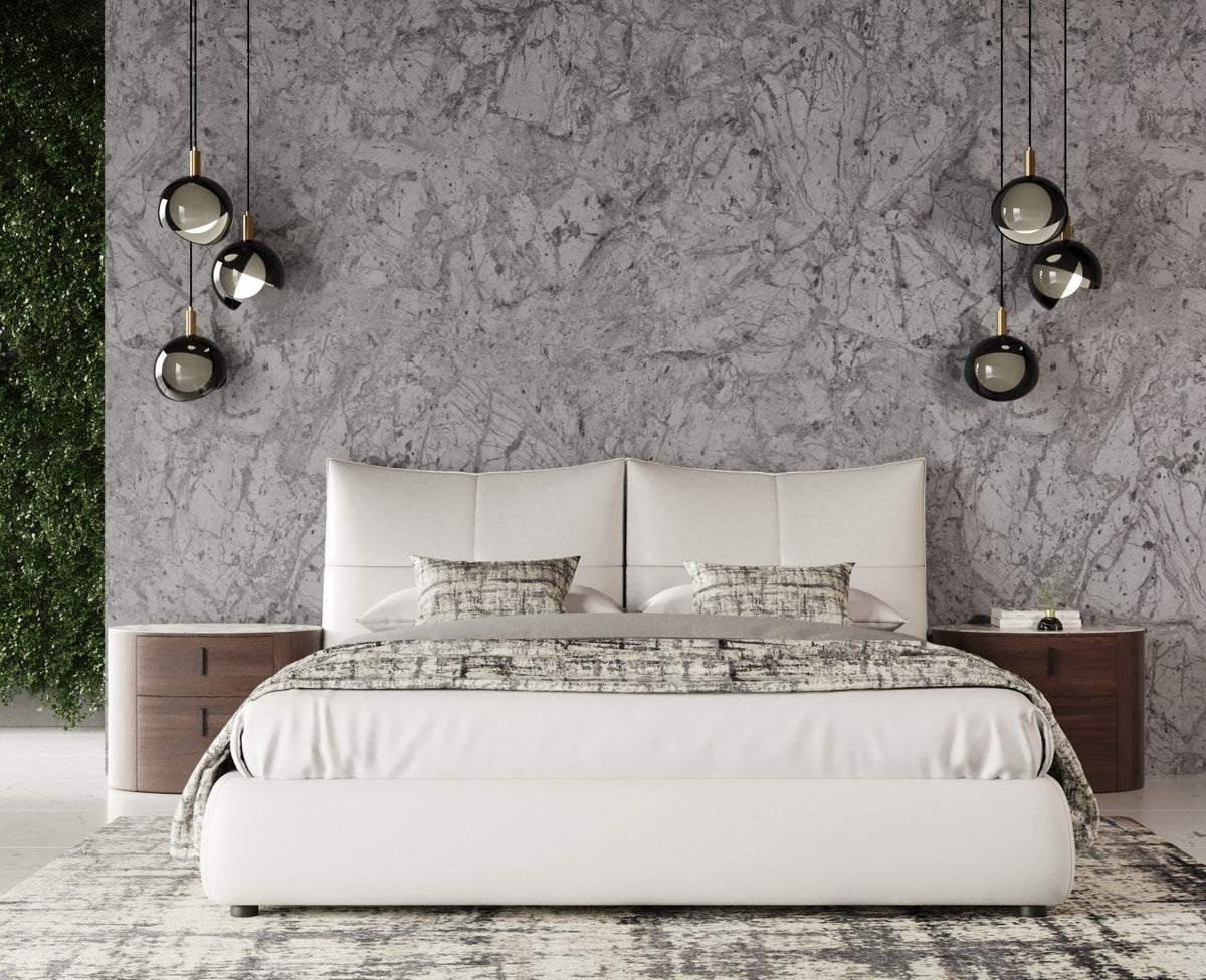 Patrick Modern White Leather Bed