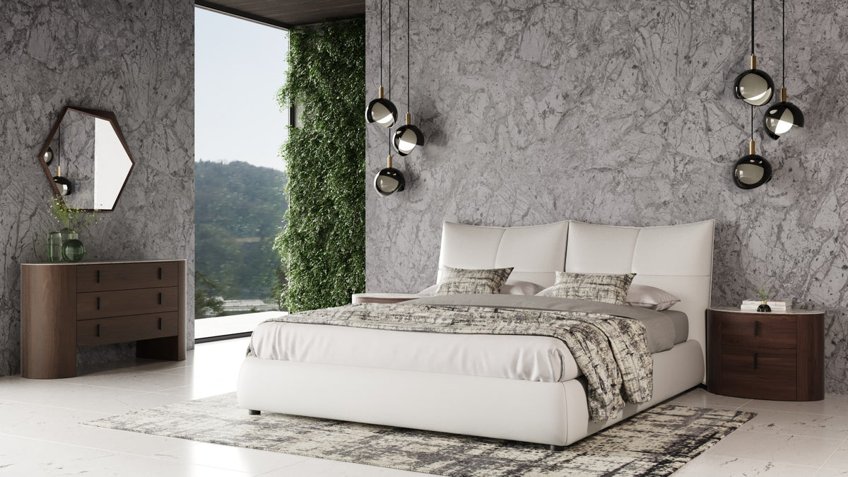 Patrick Modern White Leather Bed