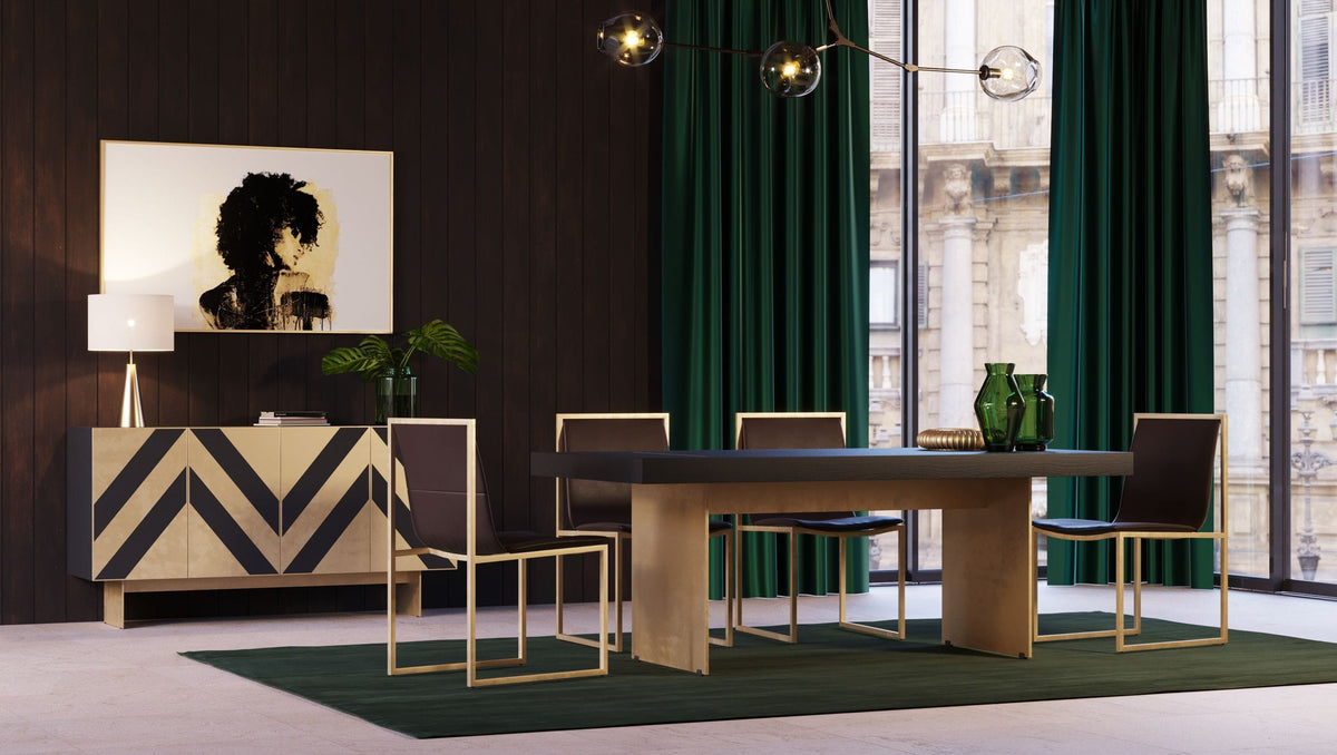 Perret Glam Black Ash & Brushed Brass Modern Buffet