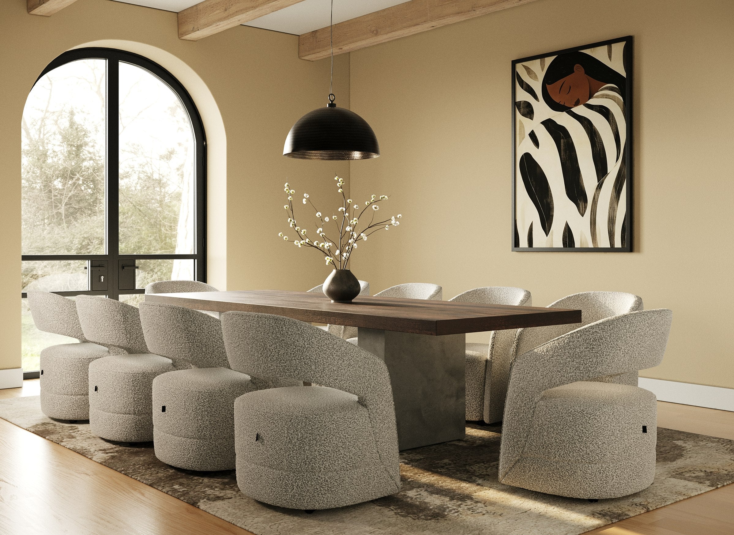 Renzo Modern Oak & Concrete 118" Dining Table