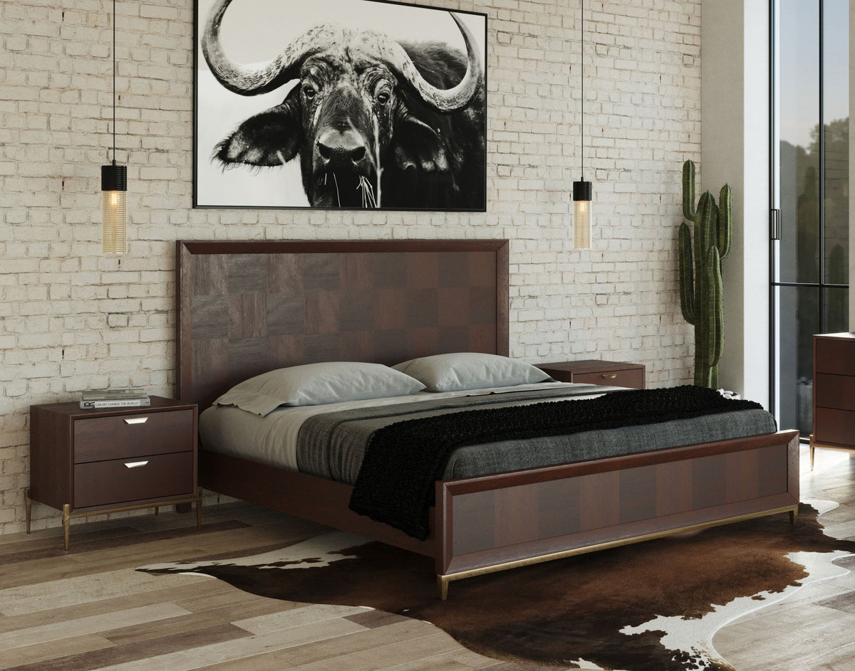 Shane Modern Acacia & Brass Bed