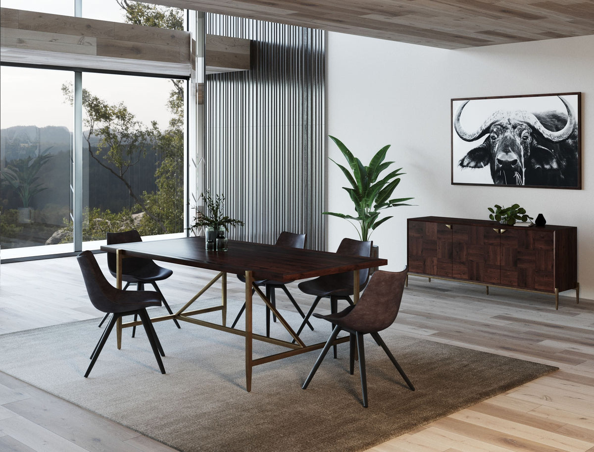 Modrest Shane Modern Acacia & Brass Dining Table