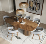 Truman Mid-Century Modern Walnut Extendable Dining Table + 10 Chairs Set