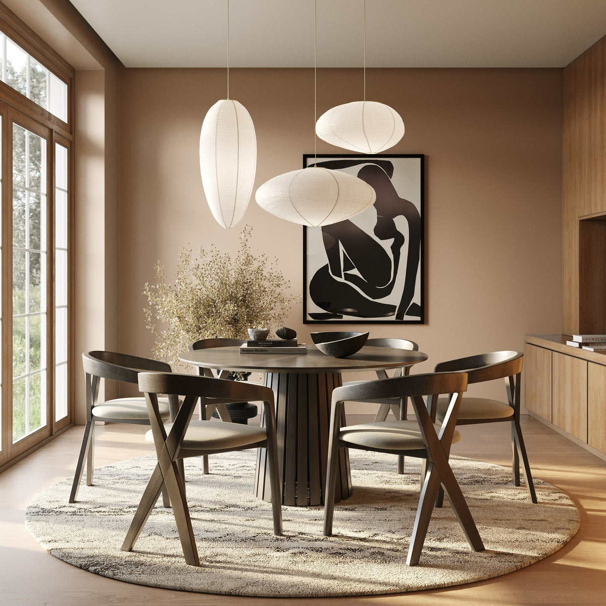 Weiss Mid-Century Modern Light Grey Fabric + Wenge Dining Chair