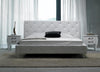 Queen Monte Carlo Modern White Leatherette Bed with Crystals