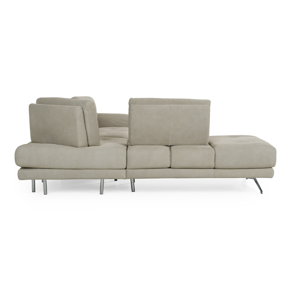 Mood Italian Light Grey Leather Left Facing Sectional Sofa