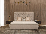 Moontide Glam Beige Velvet and Brushed Brass Bedroom Set