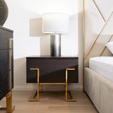 Moontide Modern Smoked Ash & Gold Nightstand