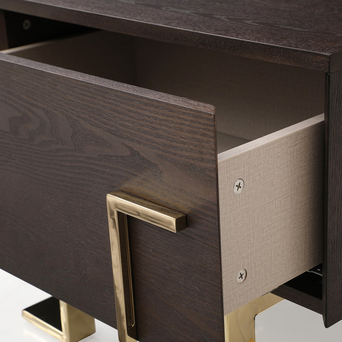 Moontide Glam Beige Velvet and Brushed Brass Bedroom Set